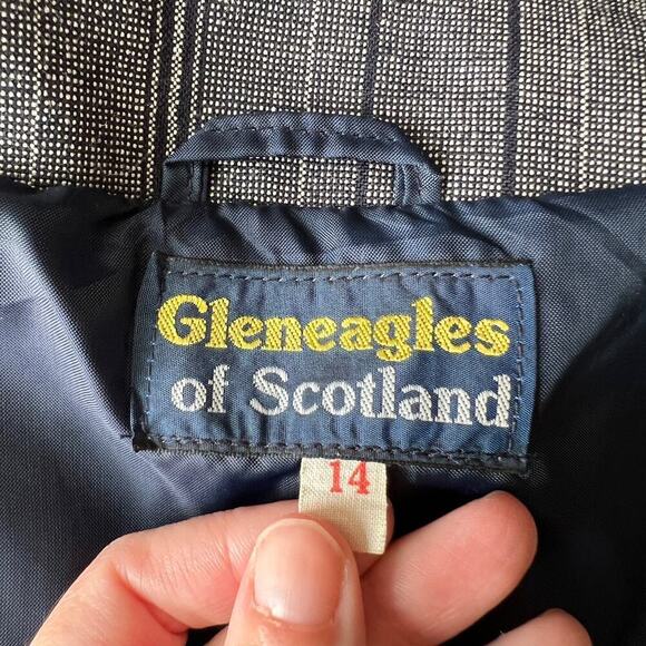 Vintage Gleneagles of Scotland Wool Blazer Striped Navy Blue Made in UK Jacket - Picture 9 of 10
